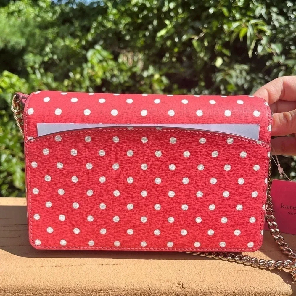 Kate Spade Red Polka Dot Saffiano Crossbody Chain Bag NWT